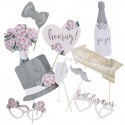 10 PHOTO BOOTH PROPS MATRIMONIO - FIORI ROSA