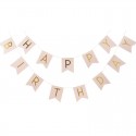 BANNER HAPPY BIRTHDAY BANDIERINA ROSA E ORO 20cm