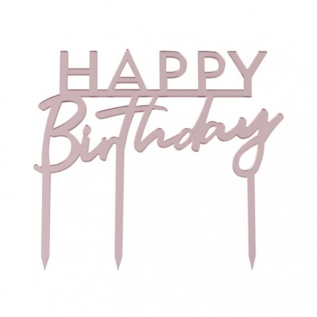 topper plexiglass HAPPY BIRTHAY Rosegold glitter
