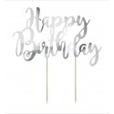TOPPER CARTONCINO HAPPY BIRTHDAY ARGENTO