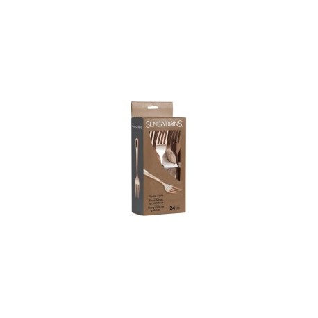 24 FORCHETTE IN PLASTICA - ROSE GOLD METALLIZZATO