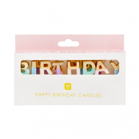 CANDELINE HAPPY BIRTHDAY ARCOBALENO PASTELLO