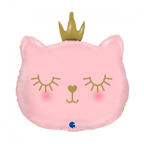 Palloncino GATTO ROSA CON CORONA