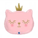 Palloncino GATTO ROSA CON CORONA