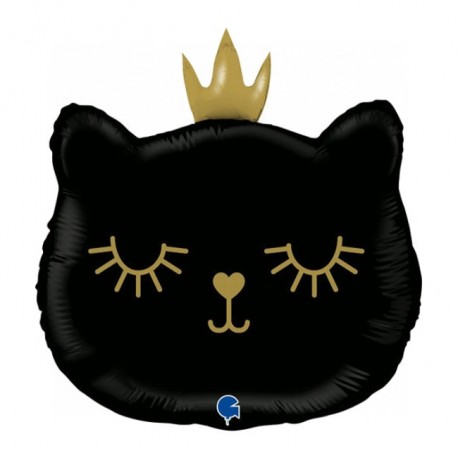 Palloncino GATTO NERO CON CORONA