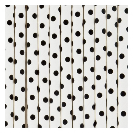 25 cannucce di carta a pois bianco/rosa