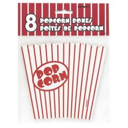 8 POPCORN BOXES RIGHE ROSSE