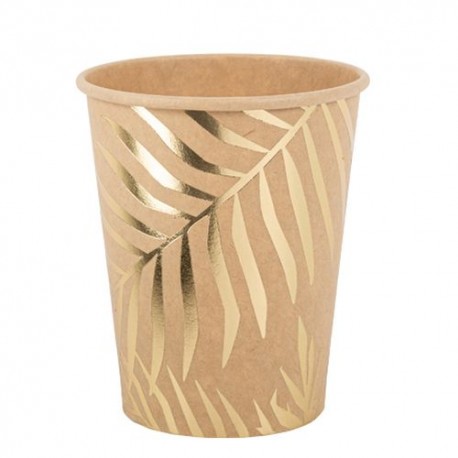 8 BICCHIERI KRAFT FOGLIE ORO