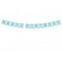 BANNER HAPPY BIRTHDAY A BANDIERINA AZZURRA 15cm