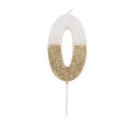 CANDELINE NUMERO - BIANCO E ORO GLITTER