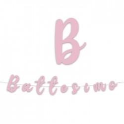 BANNER "BATTESIMO" IN CARTONCINO ROSA
