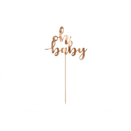 TOPPER "OH BABY" CARTONCINO ROSE GOLD