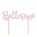 TOPPER "BATTESIMO" CARTONCINO ROSA