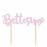 TOPPER "BATTESIMO" CARTONCINO ROSA