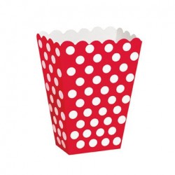 8 SCATOLINE POPCORN ROSSE A POIS BIANCHI