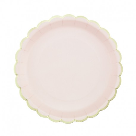 8 PIATTI TONDI SMERLATI ROSA PASTELLO 