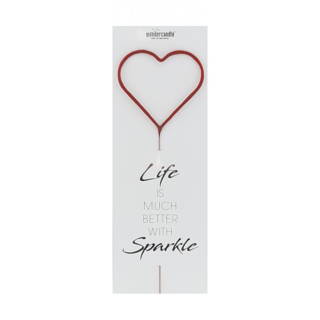 CANDELA SCINTILLANTE A CUORE ROSSO