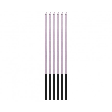 6 CANDELINE QUADRATE NERE E LILLA PLATINO