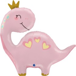 Palloncino DINOSAURO ROSA CON CORONA
