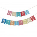 BANNER HAPPY BIRTHDAY BANDIERINE MULTICOLOR - DETTAGLI ORO 