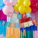 BANNER HAPPY BIRTHDAY BANDIERINE MULTICOLOR - DETTAGLI ORO 
