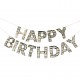 BANNER HAPPY BIRTHDAY IN CARTONCINO A FRANGE ORO