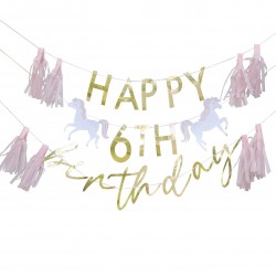 BANNER HAPPY BIRTHDAY PERSONALIZZABILE - CAVALLO DELLE PRINCIPESSE