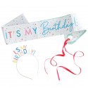 SET CERCHIETTO E FASCIA "IT'S MY BIRTHDAY" MULTICOLOR