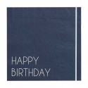 16 TOVAGLIOLI BLU NAVY "HAPPY BIRTHDAY"