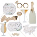 10 PHOTO BOOTH PROPS MATRIMONIO - ORO E VERDE