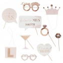 10 PHOTO BOOTH PROPS ADDIO AL NUBILATO ROSE GOLD - PERSONALIZZABILE