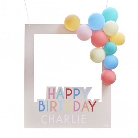 CORNICE PER FOTO HAPPY BIRTHDAY CON PALLONCINI - PERSONALIZZABILE