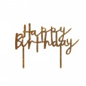 TOPPER "HAPPY BIRTHDAY" ACRILICO ORO GLITTER 20cm