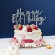TOPPER "HAPPY BIRTHDAY" ACRILICO ARGENTO GLITTER 20cm