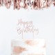 TOPPER "HAPPY BIRTHDAY" ACRILICO ROSE GOLD GLITTER 15cm