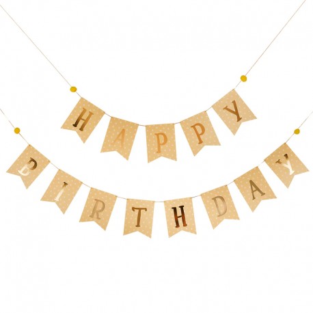 BANNER "HAPPY BIRTHDAY" A BANDIERINA A POIS