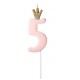 CANDELINE NUMERO CON CORONA - ROSA