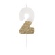 CANDELINE NUMERO - BIANCO E ORO GLITTER