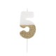 CANDELINE NUMERO - BIANCO E ORO GLITTER