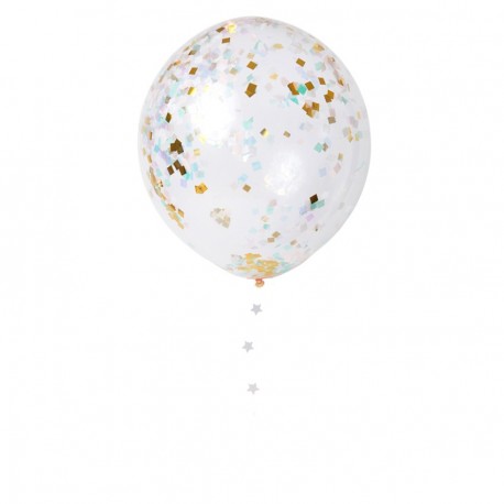 kit 8 palloncini 45 cm trasparenti con coriandoli quadrati